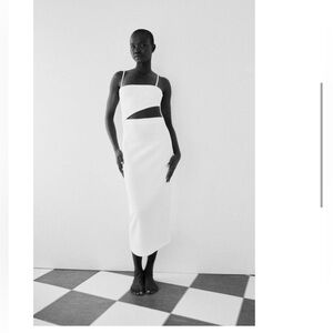 Zara white long dress - medium new without  tags- cold Shoulder white dress